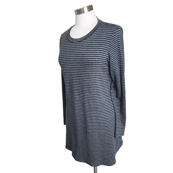 EILEEN FISHER Dress Small Casual‎ Striped Long Sleeves Cozy Black Gray - Picture 2 of 13
